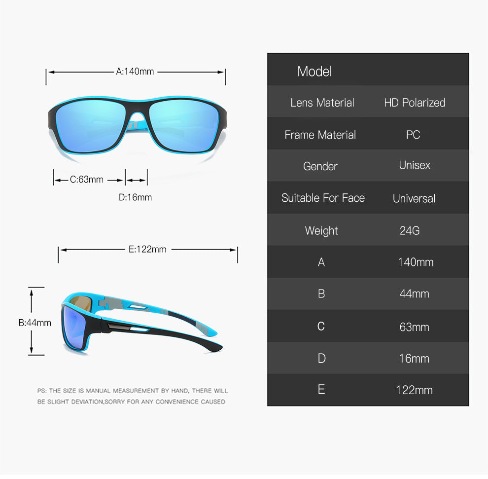 Stylish Polarized Sports Sunglasses - UV Protection, Lightweight, Ideal for Fishing & Outdoor Activities